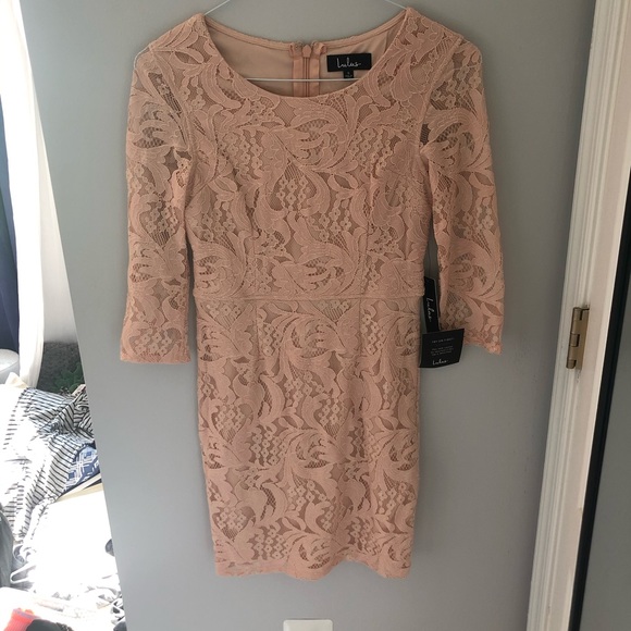 NEW LULUS Blush Pink Lace Dress - Picture 5 of 10